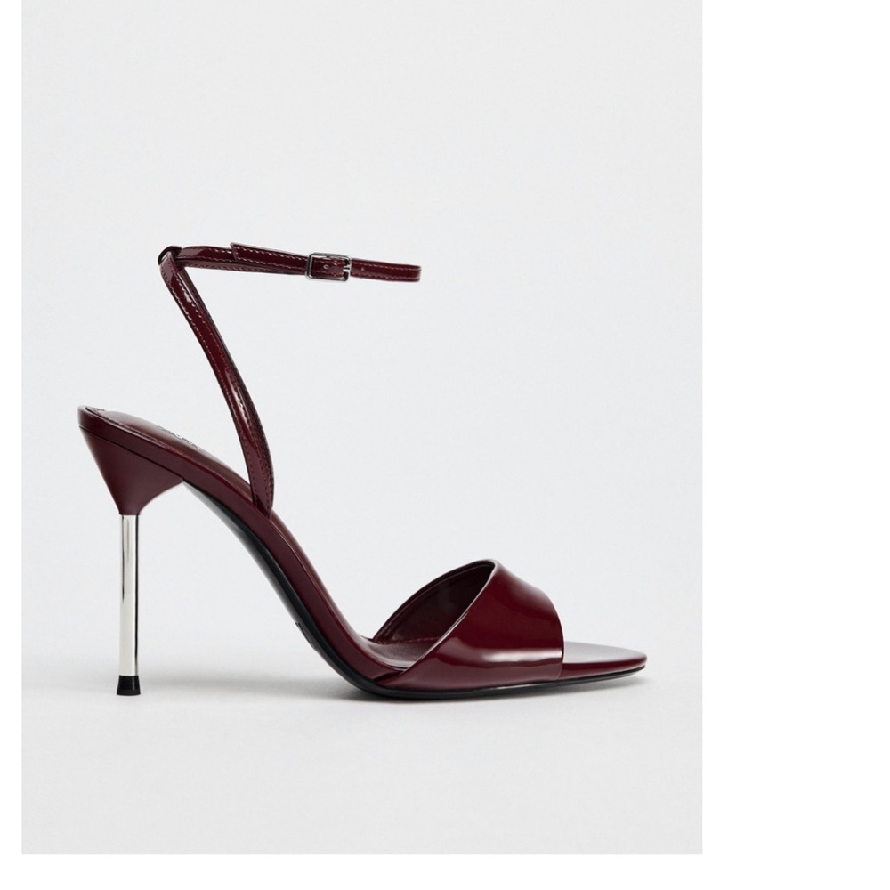 Zara Burgundy Heels with Silver Accents